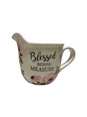 Blessed Beyond Measure Floral Ceramic 4 Cup Measuring Cup Mixing Bowl Roses